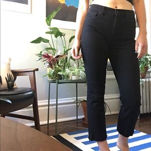 Everlane raw Hem, dark black jeans